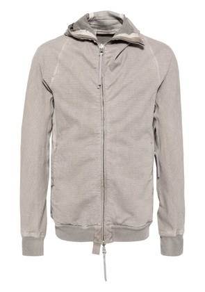 Boris Bidjan Saberi asymmetric cotton hooded jacket - Grey