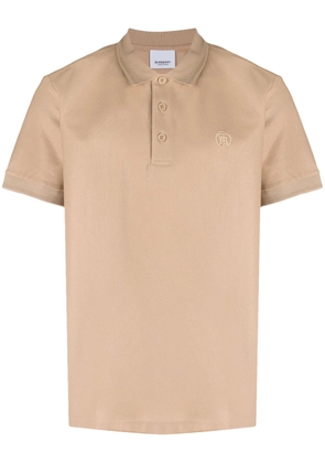 Burberry embroidered-logo cotton polo shirt - Neutrals