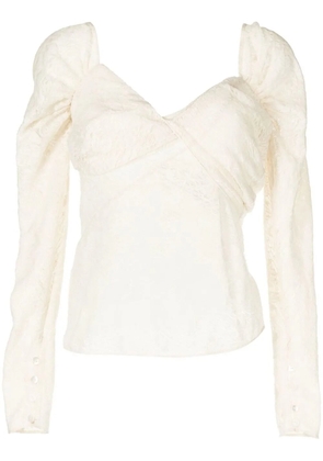 yuhan wang semi-sheer lace top - White
