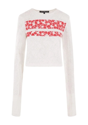 Reward If Found floral-panel knit top - White