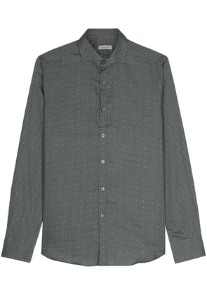 Canali geometric-pattern cotton shirt - Green