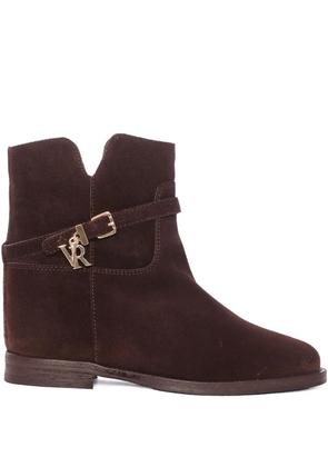 Via Roma 15 buckle-strap suede boots - Brown