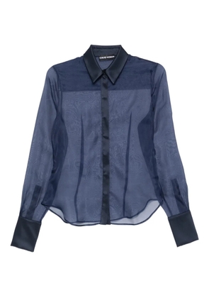 David Koma panelled semi-sheer shirt - Blue