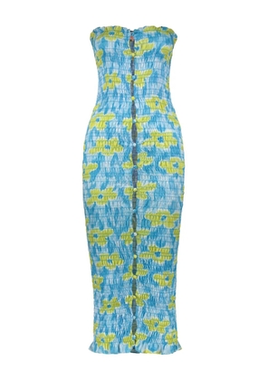 Amy Crookes floral-print midi dress - Blue