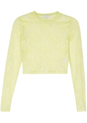 Patrizia Pepe floral-lace sheer crop top - Green
