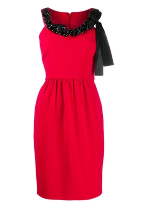 Boutique Moschino chain-embellished crepe dress - Red