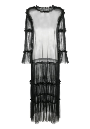 MM6 Maison Margiela sheer long-length ruffle-trim blouse - Black