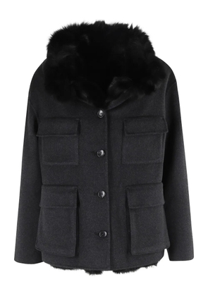Seventy fur-collar multi-pocket jacket - Grey