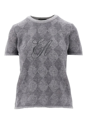 Emporio Armani argyle-patterned T-shirt - Grey