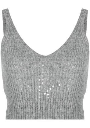Peserico sequin-embellished ribbed crop top - Grey