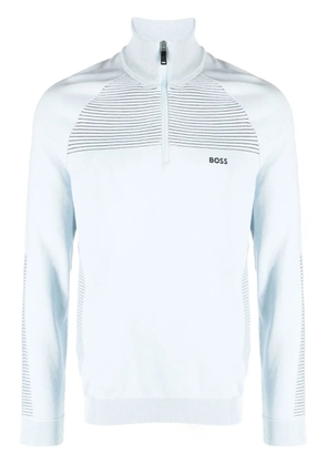 BOSS striped half-zip jumper - Blue