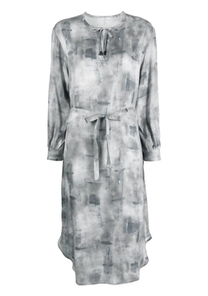 Peserico abstract-print midi dress - Grey