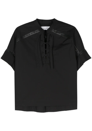 Yves Salomon leather-trim blouse - Black