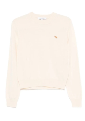 Maison Kitsuné Baby Fox embroidered merino-wool sweater - Neutrals