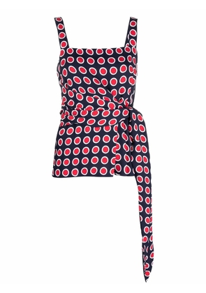 Boutique Moschino polka-dot belted tank top - Blue