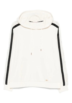 LIU JO lace-insert hoodie - Neutrals