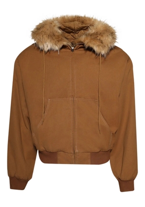 Praying fur-trimmed hooded jacket - Brown
