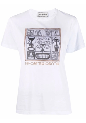 10 CORSO COMO Faces-print cotton T-shirt - White