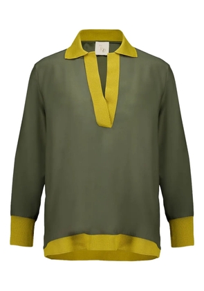 PAULA placket-collar long-sleeve T-shirt - Green