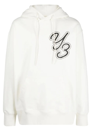 Y-3 logo-print organic cotton hoodie - White