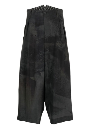 Yohji Yamamoto cropped wide-leg trousers - Black