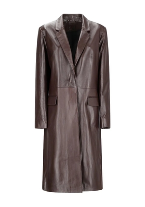 Desa 1972 leather lapel-collar coat - Brown