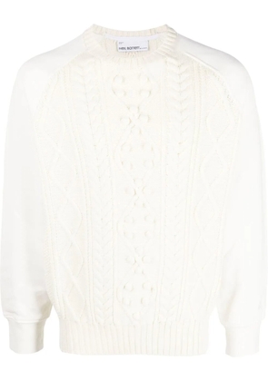 Neil Barrett crew-neck hybrid jumper - Neutrals