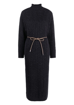 Peserico roll-neck tricot midi dress - Blue