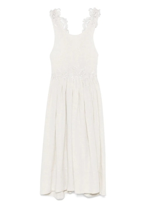 MAURIZIO MYKONOS lace-detailed midi dress - Neutrals