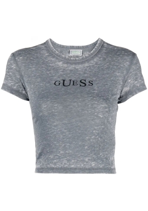GUESS USA logo-print cropped T-shirt - Black
