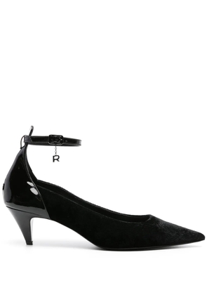 Rochas 55mm cloqué-effect suede pumps - Black