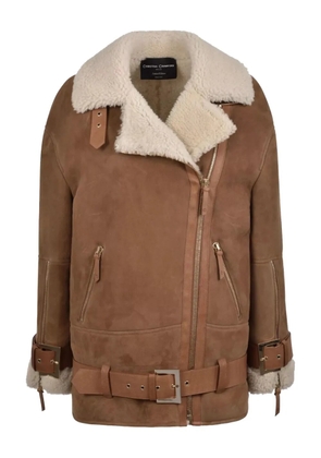CHRISTINA CRAWFORD belted shearling jacket - Brown