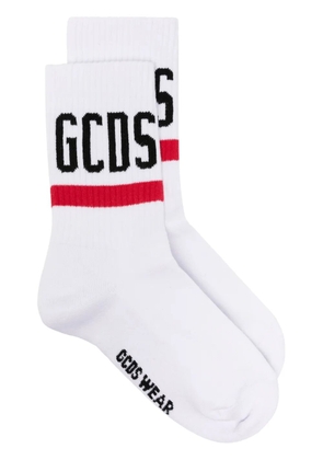 GCDS intarsia-logo crew socks - White
