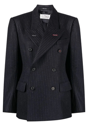 Maison Margiela pinstripe double-breasted wool blazer - Blue