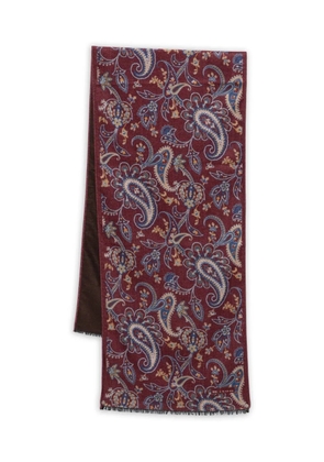 Kiton paisley-print silk scarf - Red