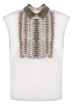 Alberta Ferretti sequinned semi-sheer top - Grey