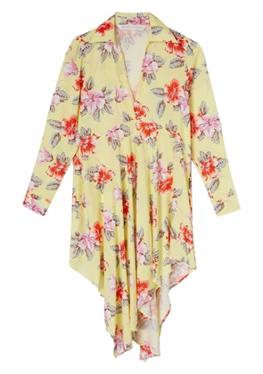 Palm Angels hibiscus floral-print shirtdress - Yellow
