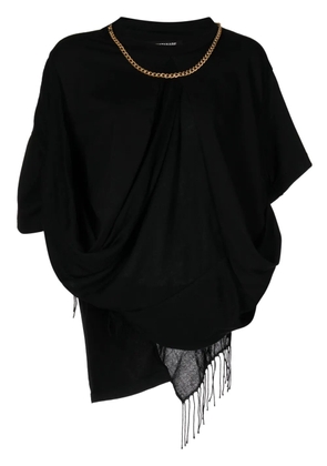 Junya Watanabe fringe-detail draped top - Black