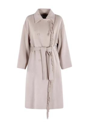 Isabelle Blanche fringed-detail belted coat - Neutrals