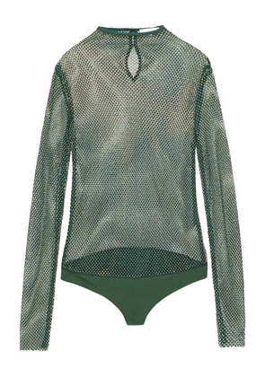 Patrizia Pepe rhinestone-embellished mesh bodysuit - Green