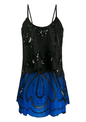 Alberta Ferretti tiered embellished mini dress - Blue
