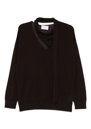 Isabelle Blanche V-neck tie sweater - Brown