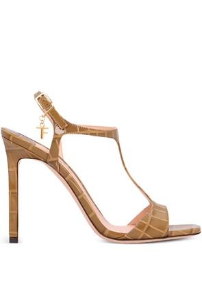 TOM FORD 145mm Angelina T-bar crocodile-effect sandals - Neutrals