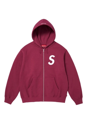 Supreme logo-print zip-up hoodie - Red