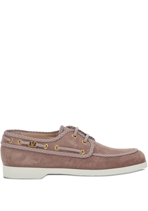 Valentino Garavani palm avenue crust nappa leather boat shoes - Pink