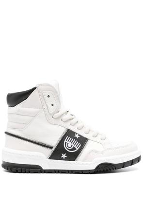 Chiara Ferragni Eyelike-embroidered leather sneakers - Neutrals