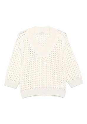 Peserico V-neck open-knit sweater - White