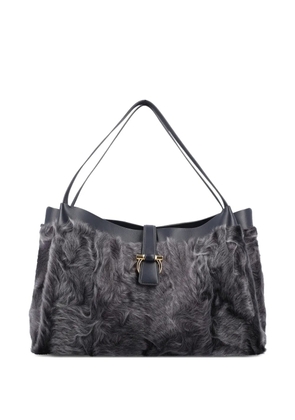 Ferragamo fur panelled tote bag - Grey