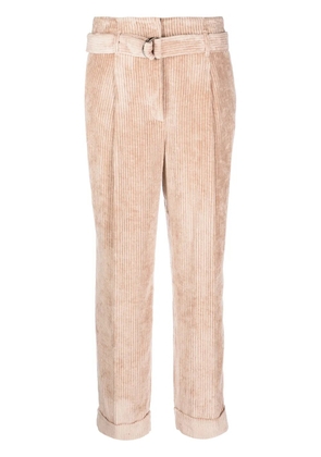 Peserico paperbag belted-waist corduroy trousers - Brown
