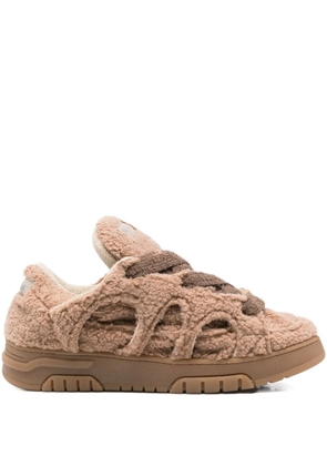 SANTHA cut-out faux-fur sneakers - Neutrals
